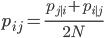 p_{ij} = \frac{p_{j\mid i} + p_{i\mid j}}{2N}